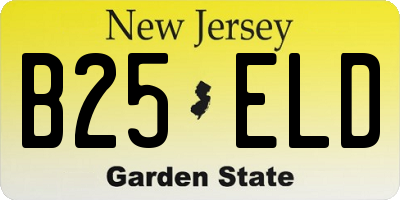 NJ license plate B25ELD