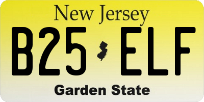NJ license plate B25ELF
