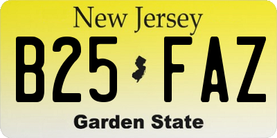 NJ license plate B25FAZ