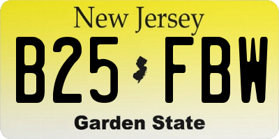 NJ license plate B25FBW