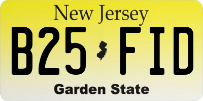 NJ license plate B25FID