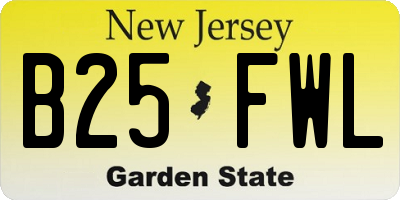 NJ license plate B25FWL