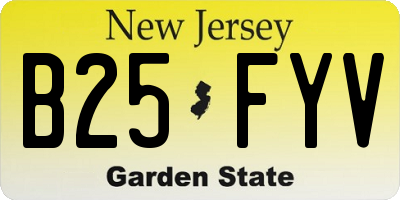 NJ license plate B25FYV