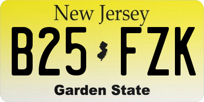 NJ license plate B25FZK