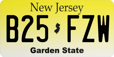 NJ license plate B25FZW
