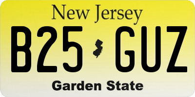 NJ license plate B25GUZ