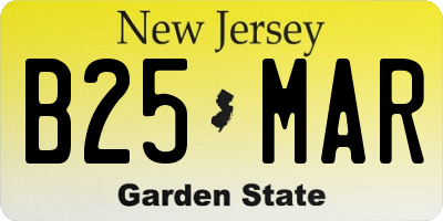 NJ license plate B25MAR