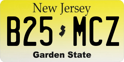 NJ license plate B25MCZ