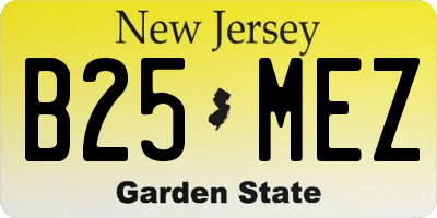 NJ license plate B25MEZ