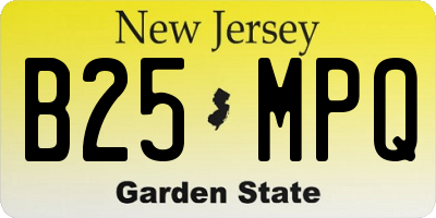 NJ license plate B25MPQ