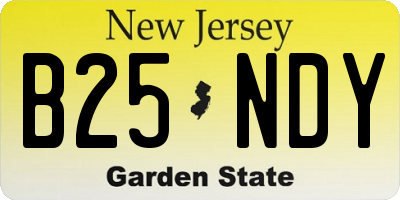 NJ license plate B25NDY