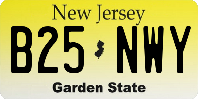 NJ license plate B25NWY
