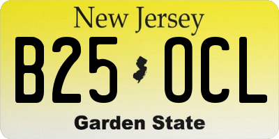 NJ license plate B25OCL