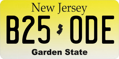 NJ license plate B25ODE
