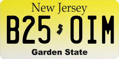 NJ license plate B25OIM