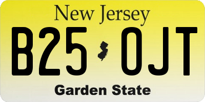 NJ license plate B25OJT
