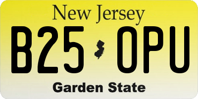 NJ license plate B25OPU