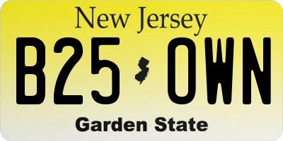 NJ license plate B25OWN