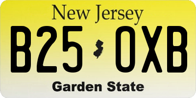 NJ license plate B25OXB