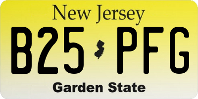 NJ license plate B25PFG