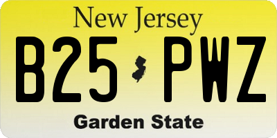 NJ license plate B25PWZ