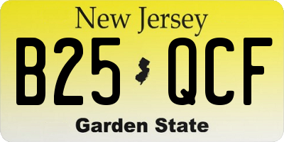 NJ license plate B25QCF