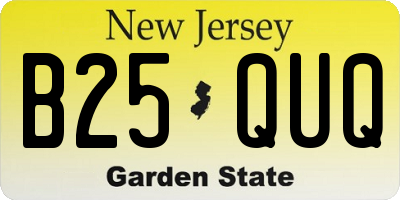 NJ license plate B25QUQ