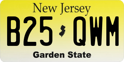 NJ license plate B25QWM