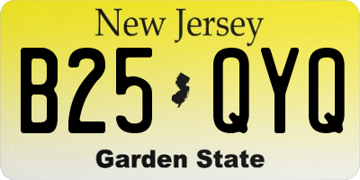 NJ license plate B25QYQ