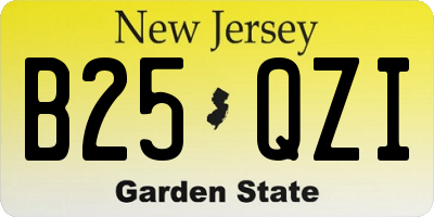NJ license plate B25QZI