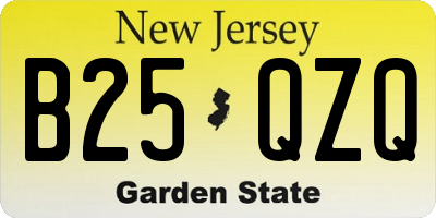 NJ license plate B25QZQ