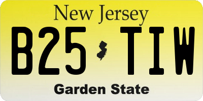 NJ license plate B25TIW