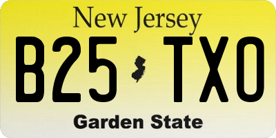 NJ license plate B25TXO