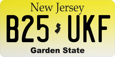 NJ license plate B25UKF