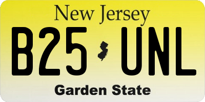 NJ license plate B25UNL