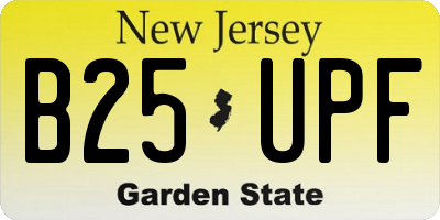 NJ license plate B25UPF
