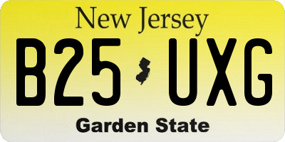 NJ license plate B25UXG
