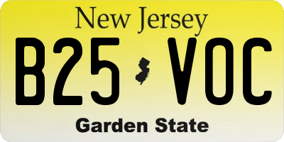 NJ license plate B25VOC