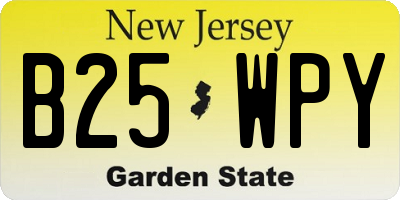 NJ license plate B25WPY