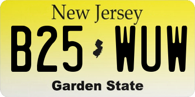 NJ license plate B25WUW