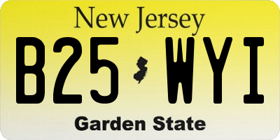 NJ license plate B25WYI