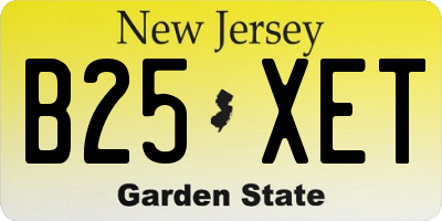 NJ license plate B25XET