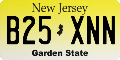 NJ license plate B25XNN