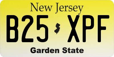 NJ license plate B25XPF