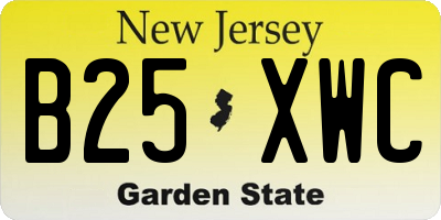 NJ license plate B25XWC