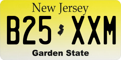 NJ license plate B25XXM