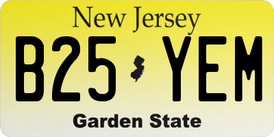 NJ license plate B25YEM