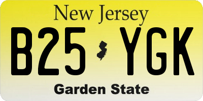 NJ license plate B25YGK
