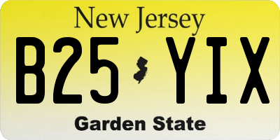 NJ license plate B25YIX