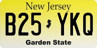 NJ license plate B25YKQ